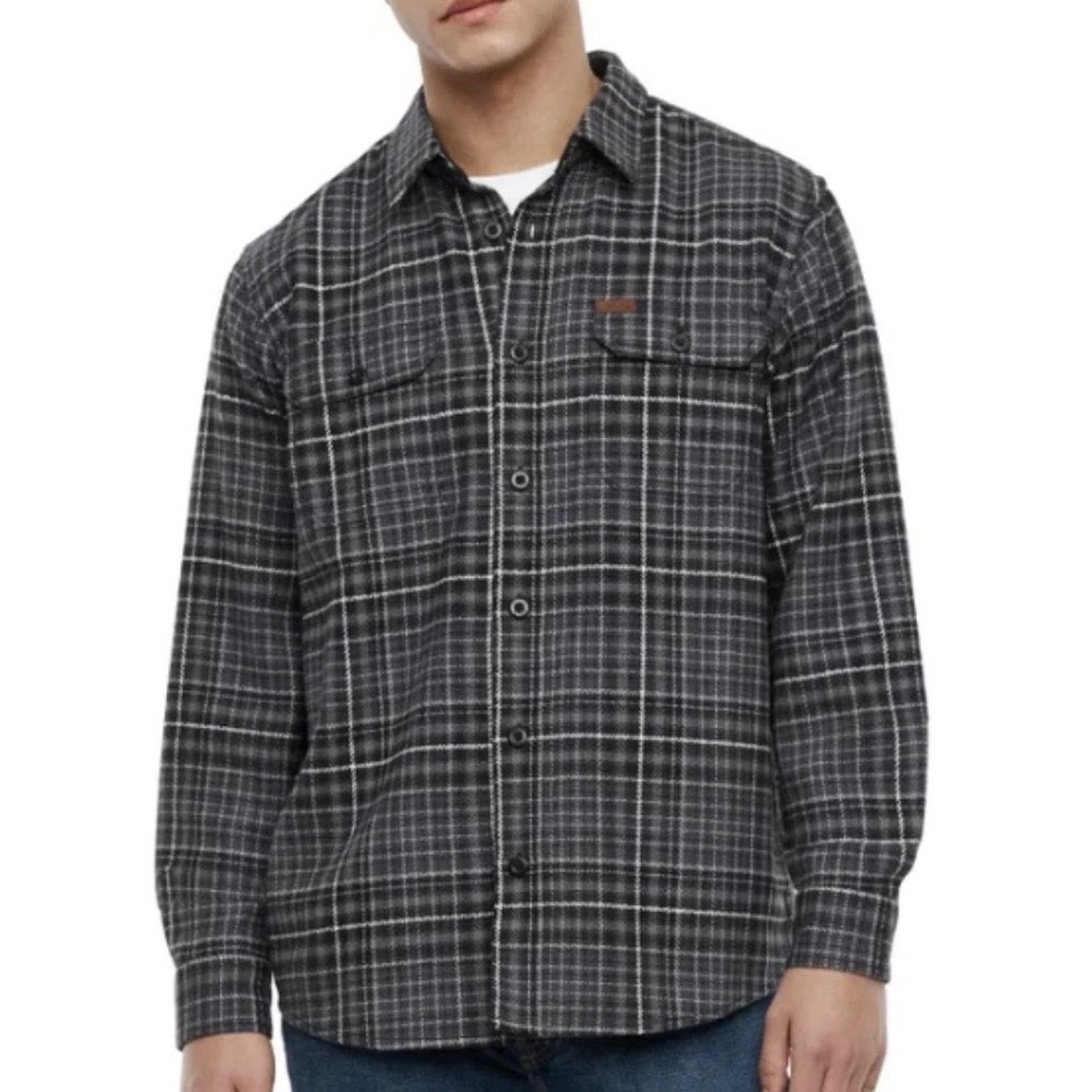 Orvis Men's Flannel Shirt Regular Fit‎ Cotton Plaid Hunting Camp Gray Size M New